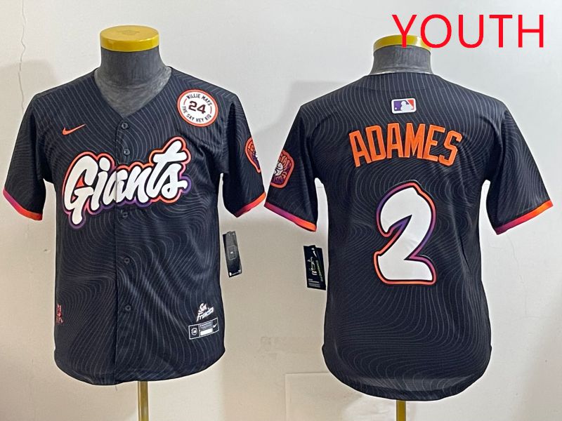 Youth San Francisco Giants #2 Adames Black Joint Name 2025 Nike MLB Jersey style 10->youth mlb jersey->Youth Jersey